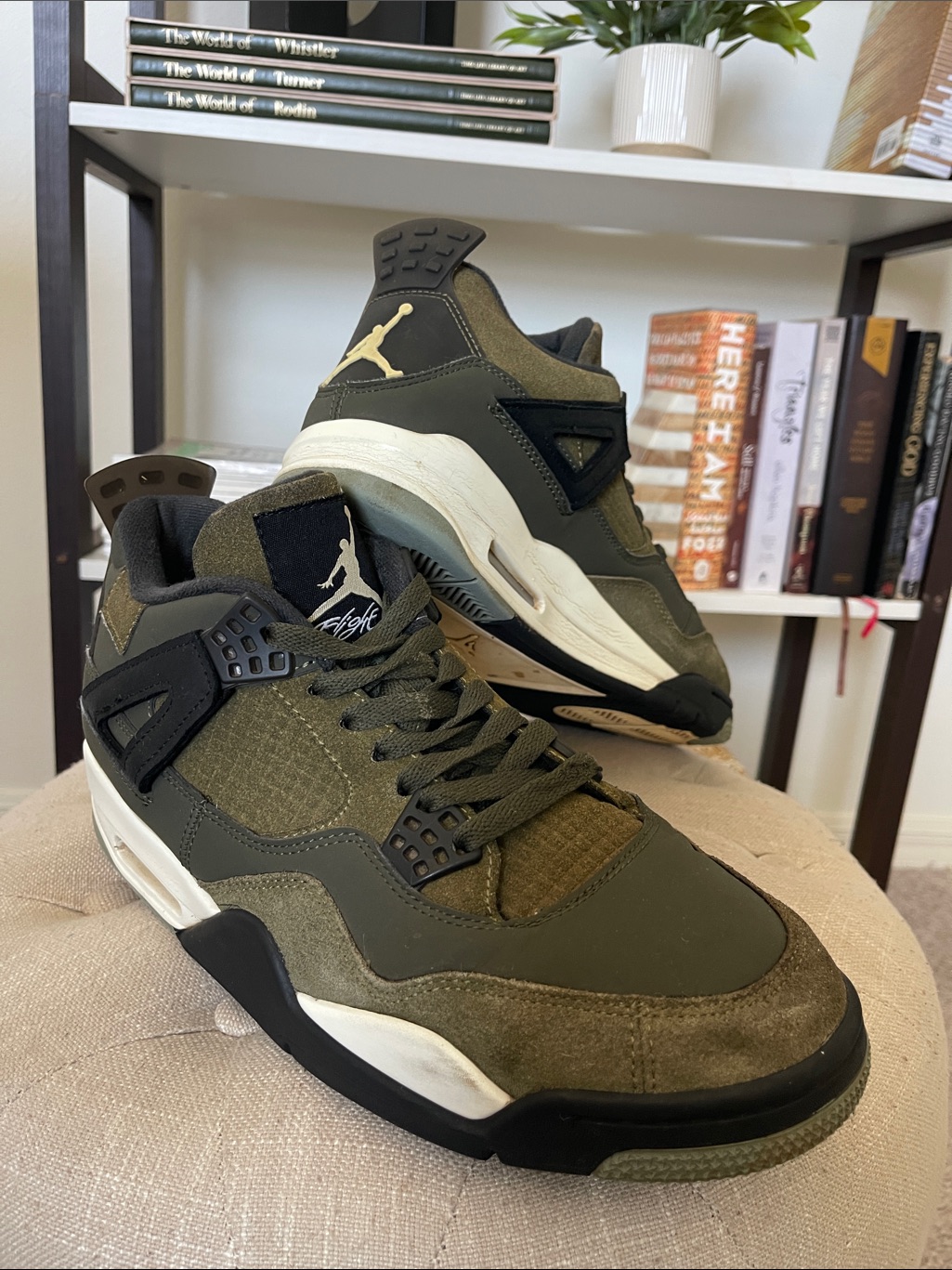 Nike Air Jordan 4 Retro Olive Green And Black Sneakers